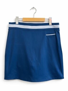 Pebble Beach Navy Mini Golf Skort with White-Striped Waistband – Size Medium EUC